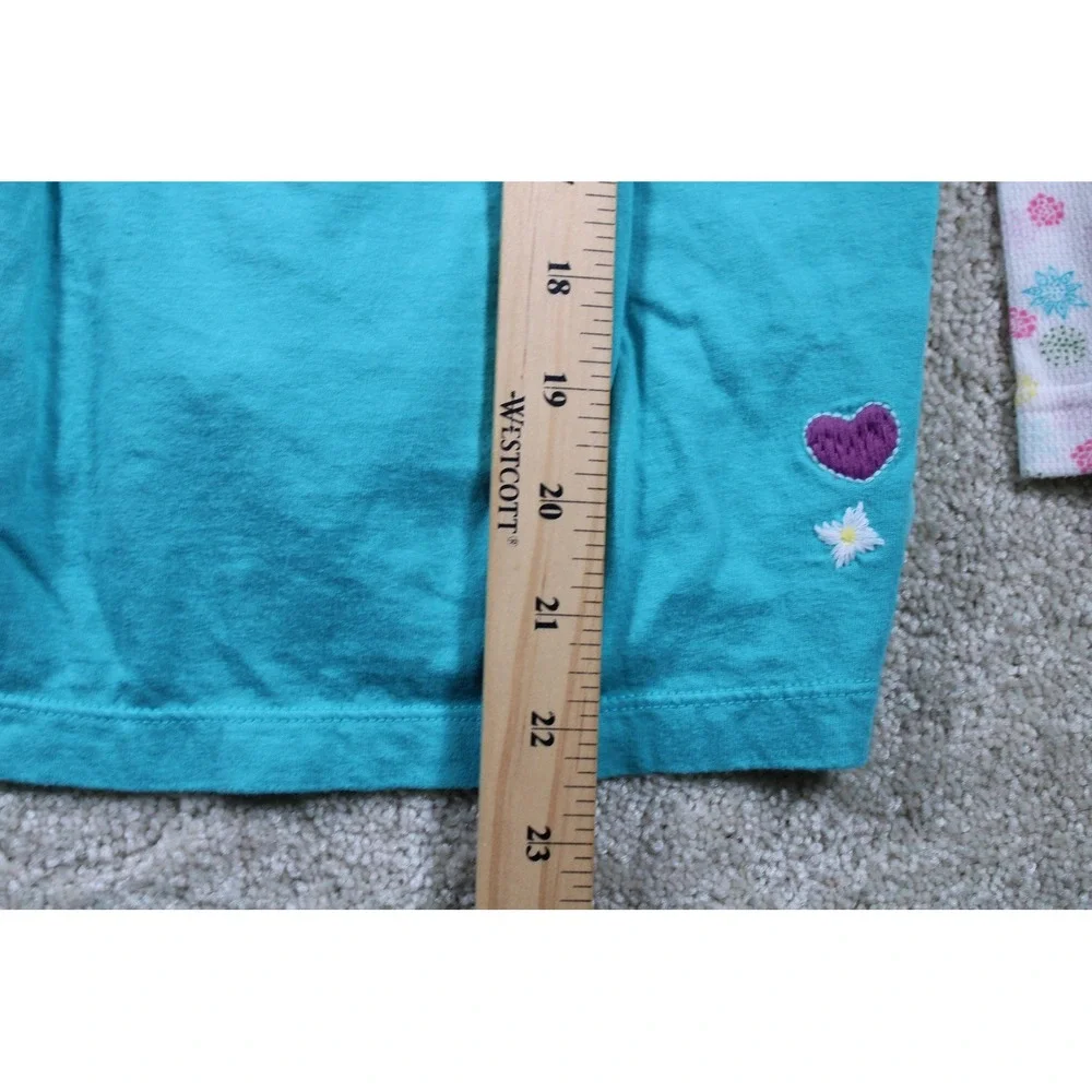 OshKosh Shirt Girls Size 10 Blue Layered Long Sleeve‎ Floral Heart Graphic Top